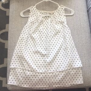 Navy/white tiered polka dot blouse